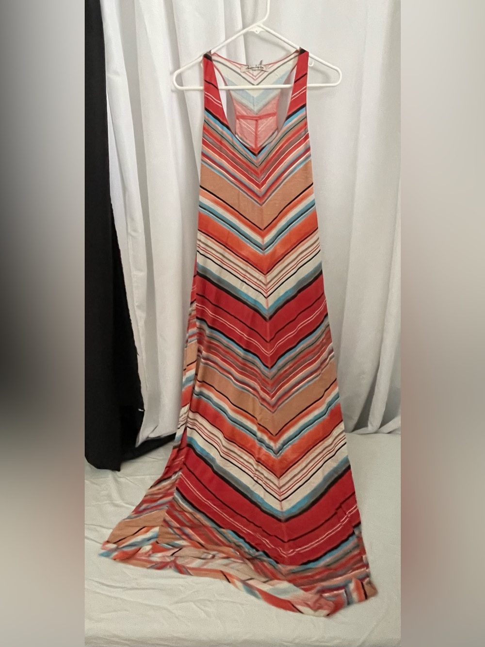 Striped Chevron Maxi Dress Lightweight Knit